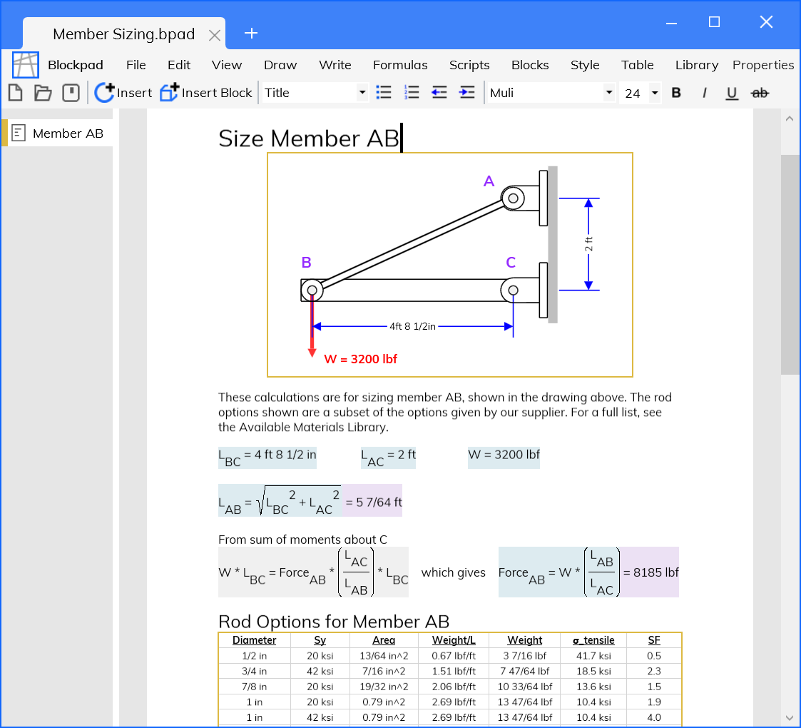 Member sizing
