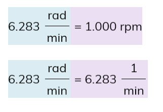 rad min units rpm pi frequency